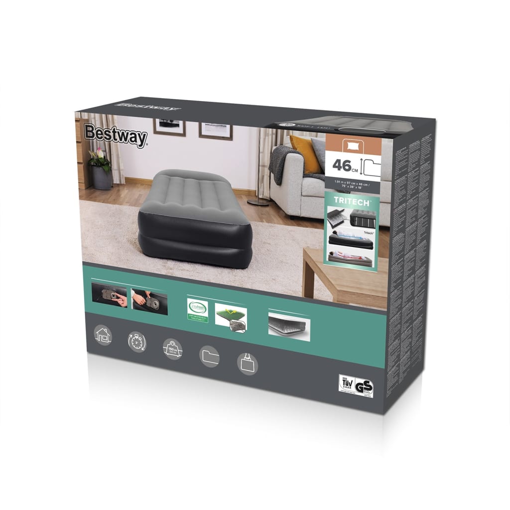 Luftbett mit Integrierter Luftpumpe Beflockt 191x97x46 cm