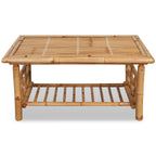 4-tlg. Garten-Lounge-Set mit Auflagen Bambus