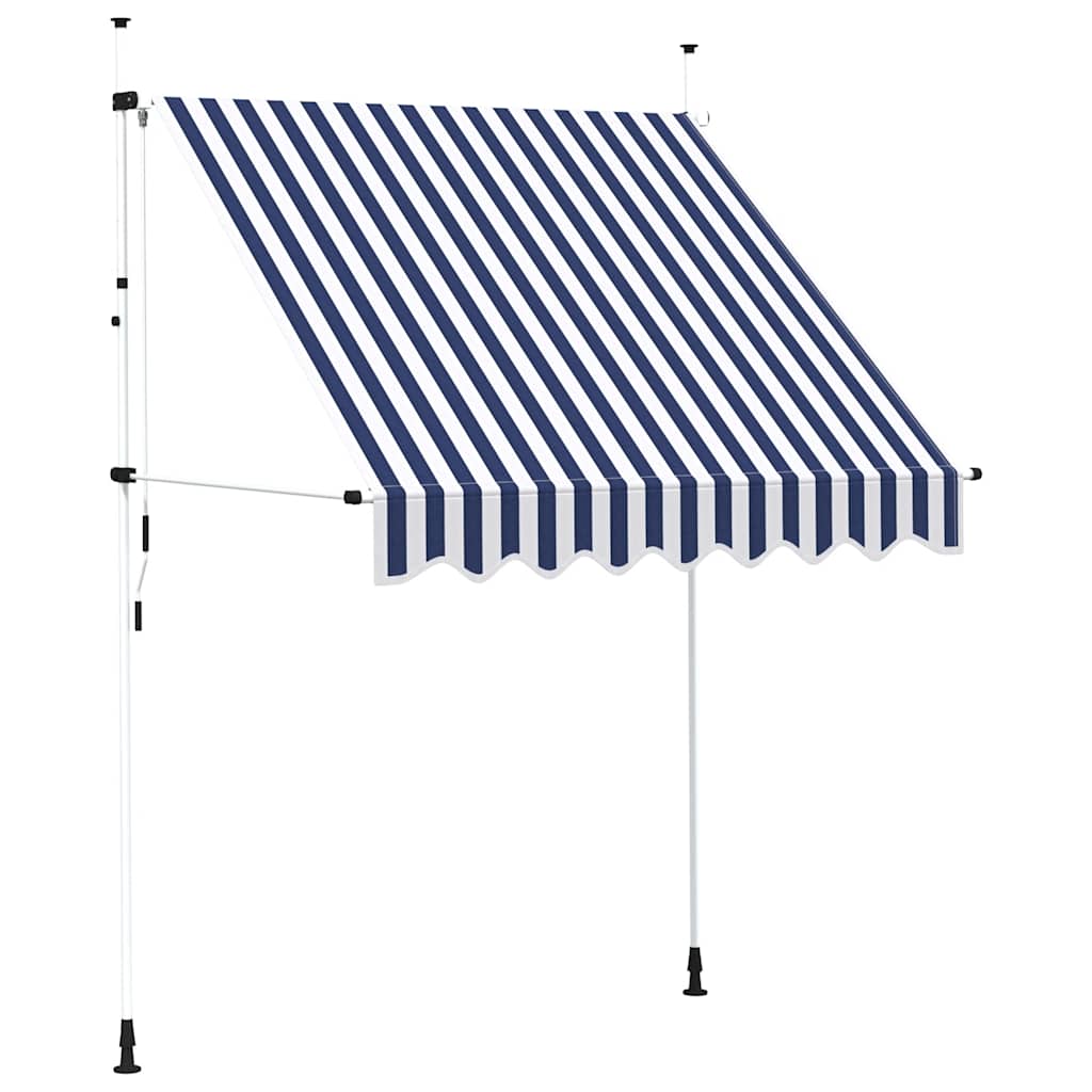Einziehbare Markise Handbetrieben 200 cm Blau/Weiß Gestreift
