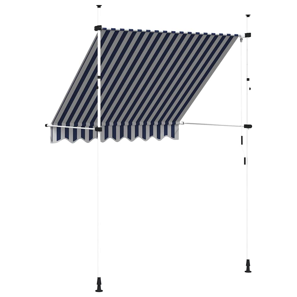 Einziehbare Markise Handbetrieben 200 cm Blau/Weiß Gestreift