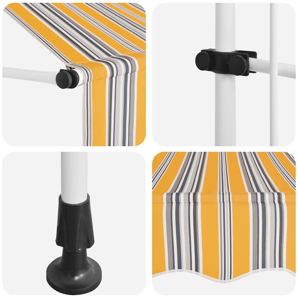 Einziehbare Markise Handbetrieben 250 cm Gelb/Blau Gestreift