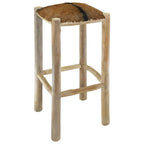 Barhocker Ziegenleder und Teak Massivholz