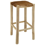 Barhocker Ziegenleder und Teak Massivholz