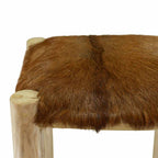 Barhocker Ziegenleder und Teak Massivholz