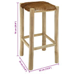 Barhocker Ziegenleder und Teak Massivholz