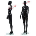 Weibliche Schaufensterpuppe mit Glassockel Schwarz 175 cm