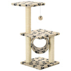 Katzen-Kratzbaum Sisal 65 cm Beige Pfoten-Aufdruck