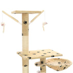 Katzen-Kratzbaum Sisal 230 - 250 cm Pfoten-Aufdruck Beige