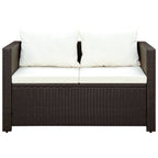 3-tlg. Bistro-Set mit Auflagen Poly Rattan Braun