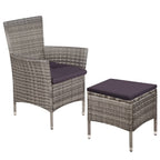 Gartenstuhl und Hocker mit Polstern Poly Rattan Grau