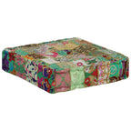 Pouf Flickwerk Quadrat Baumwolle Handgefertigt 50×50×12 cm Grün