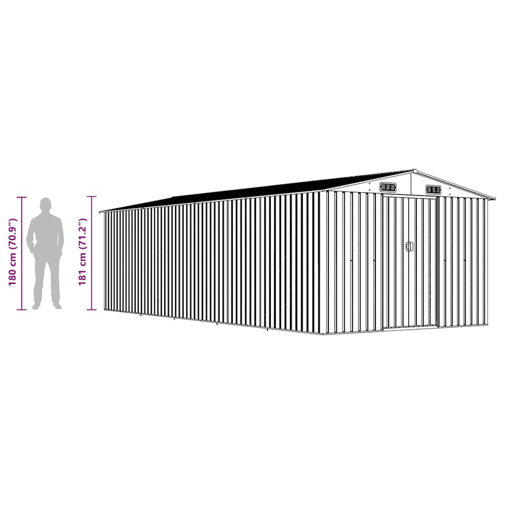Gerätehaus 257x580x181 cm Metall Anthrazit