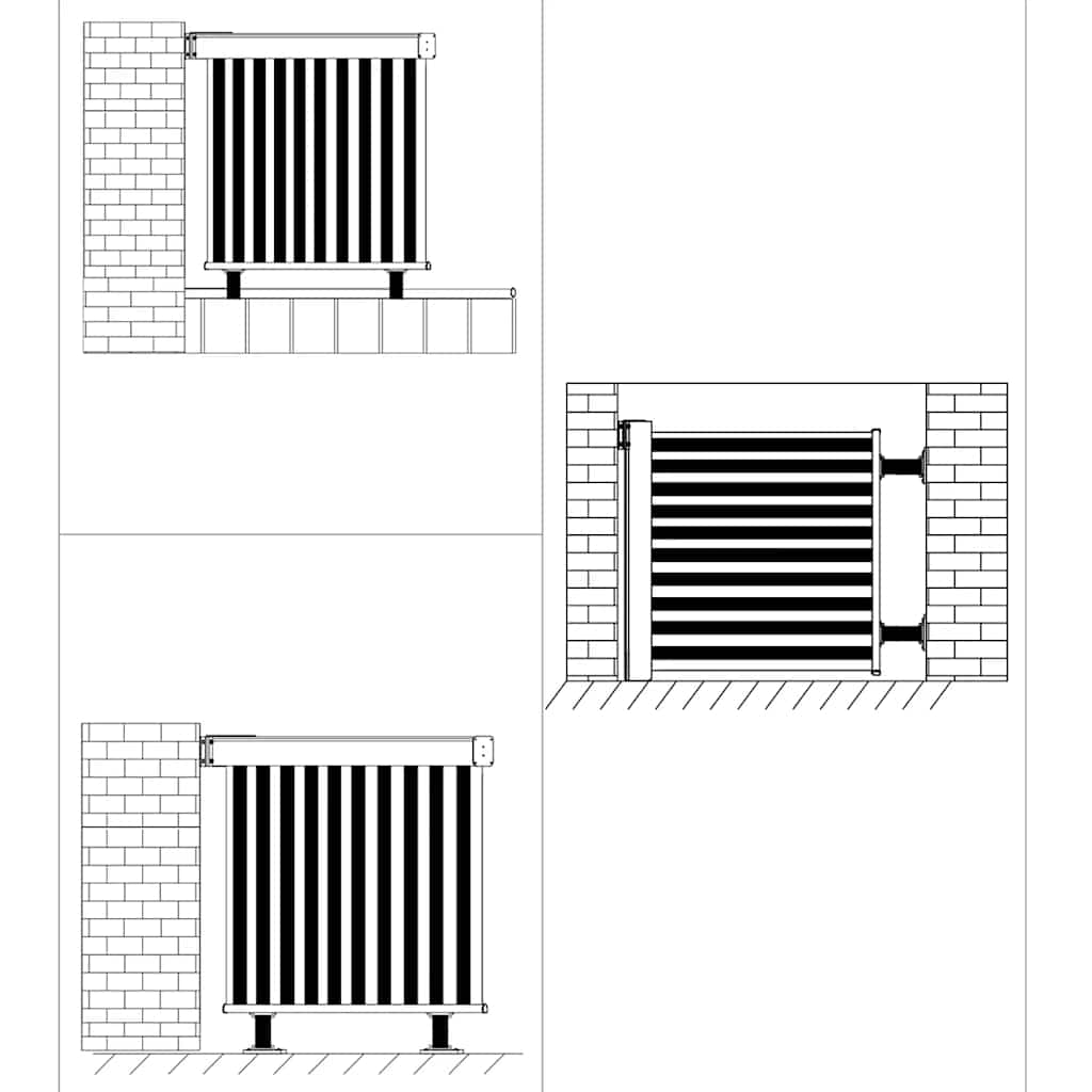 Balkon-Seitenmarkise Multifunktional 150x200 cm Creme