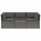 4-tlg. Garten-Lounge-Set mit Polstern Poly Rattan Grau