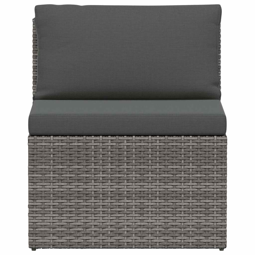 4-tlg. Garten-Lounge-Set mit Polstern Poly Rattan Grau
