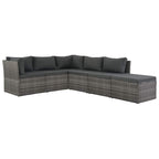 4-tlg. Garten-Lounge-Set mit Polstern Poly Rattan Grau