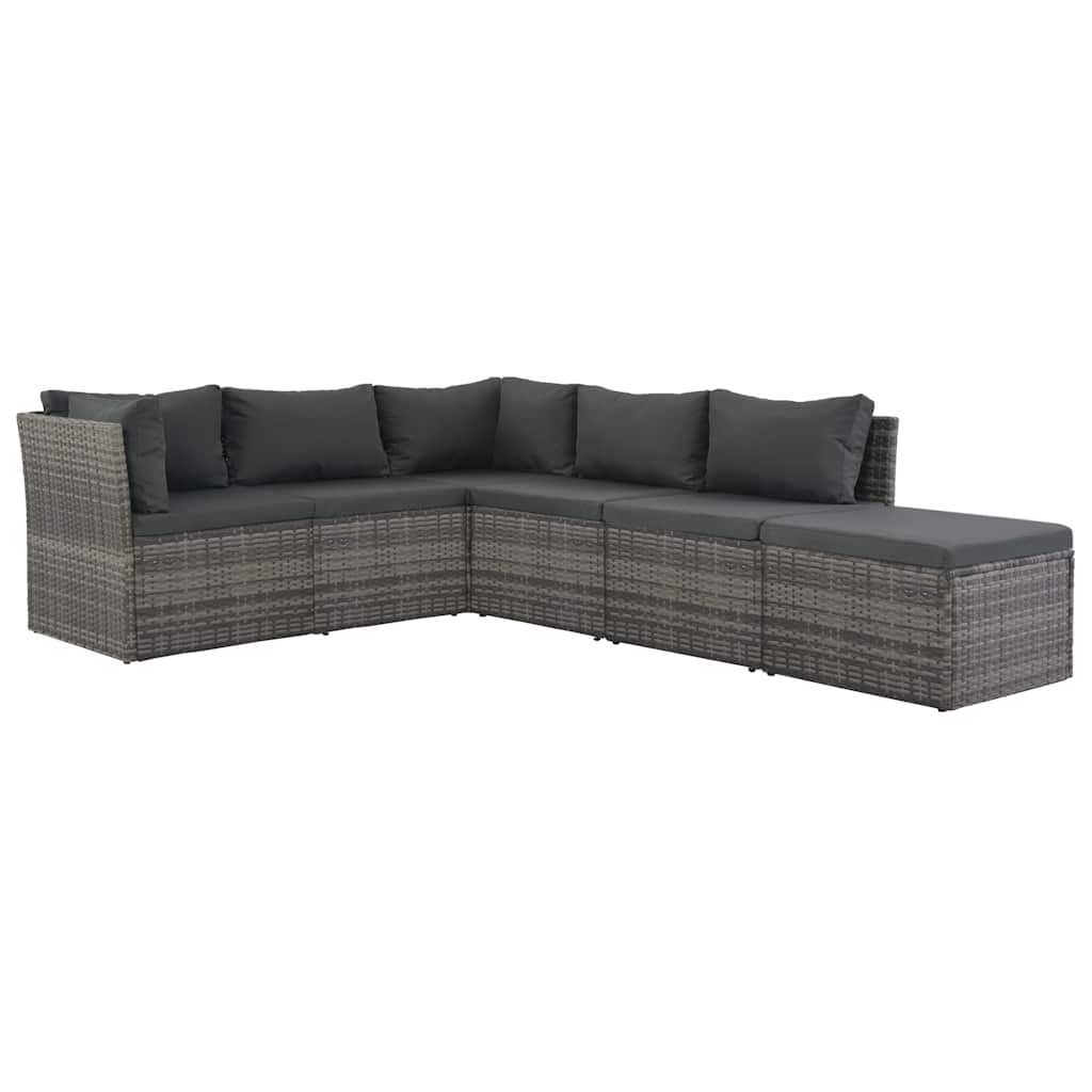4-tlg. Garten-Lounge-Set mit Polstern Poly Rattan Grau