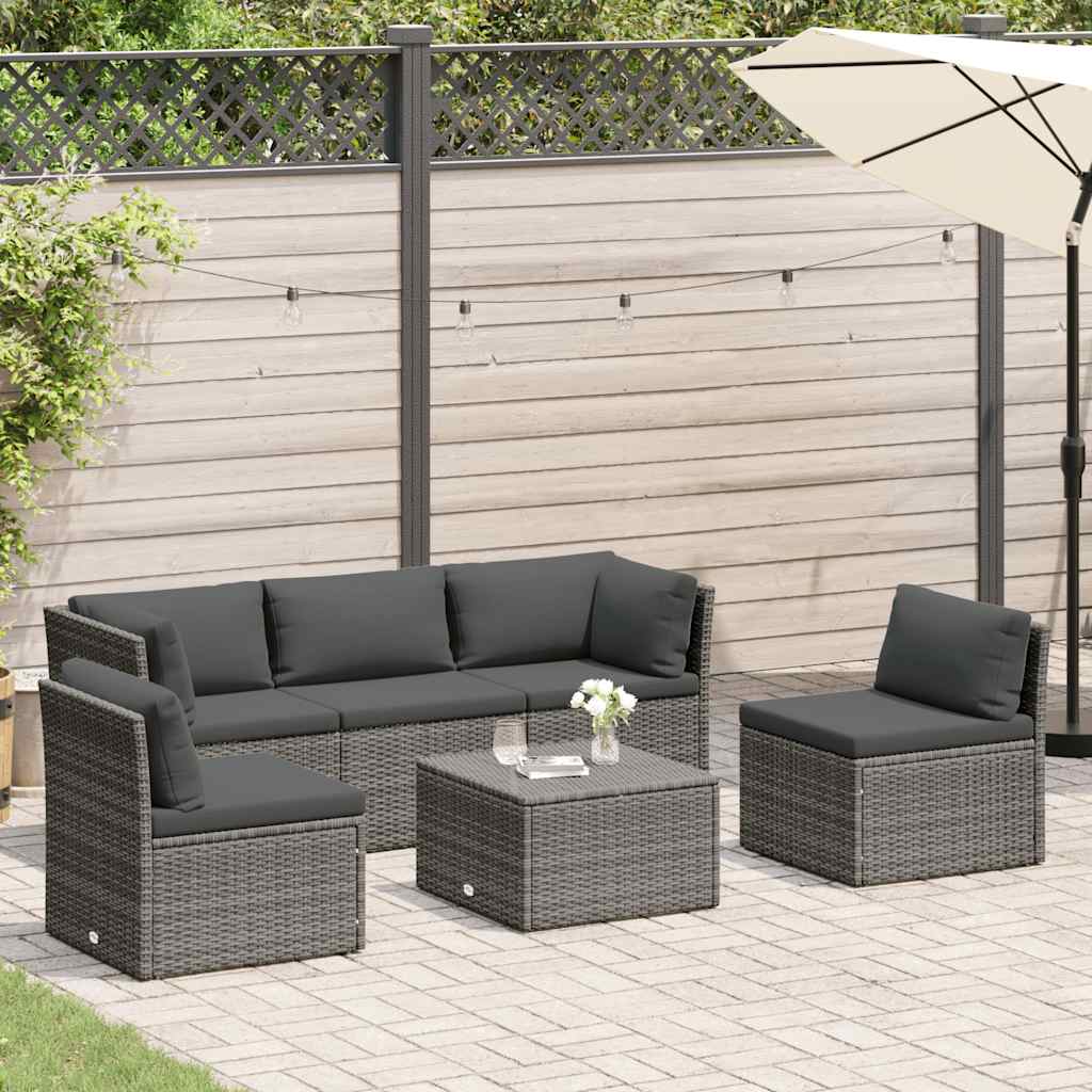 4-tlg. Garten-Lounge-Set mit Polstern Poly Rattan Grau