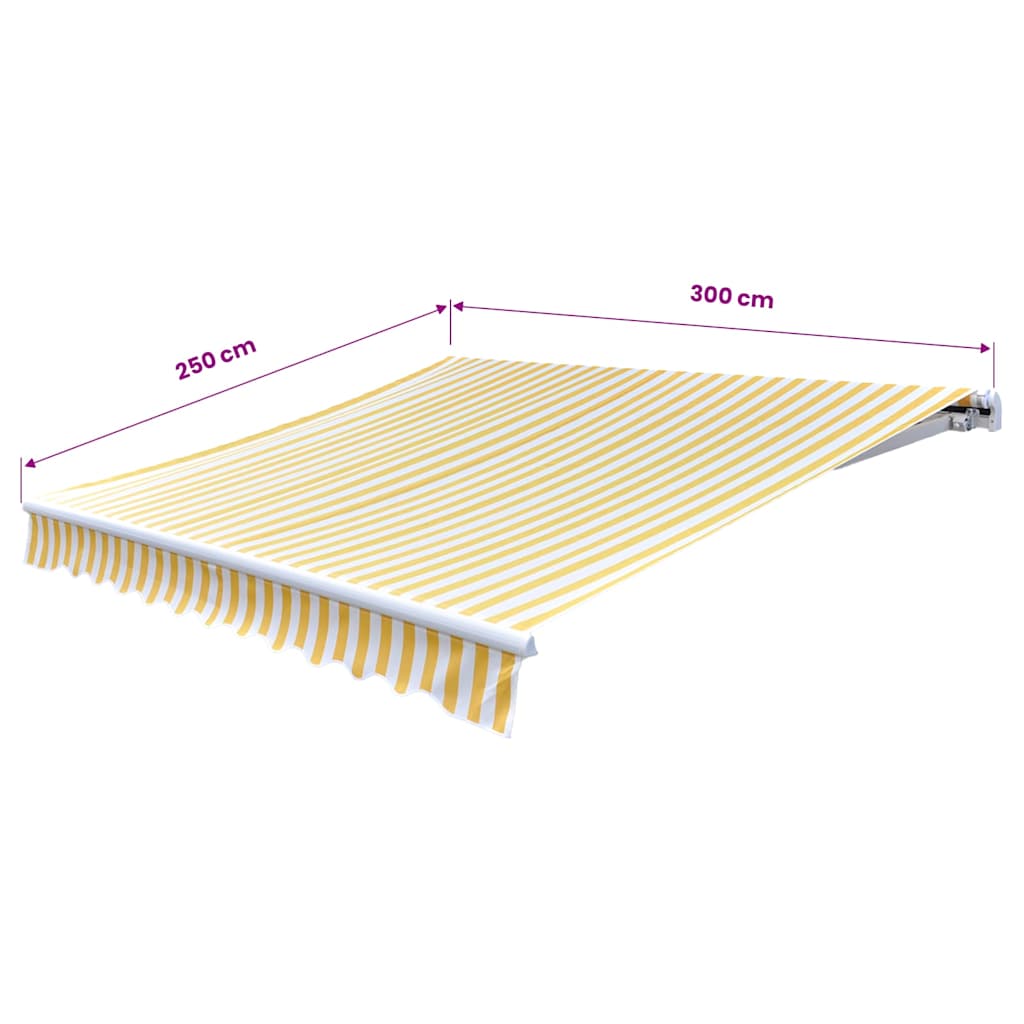 Gelenkarmmarkise Handbetrieben 300 cm Gelb/Weiß
