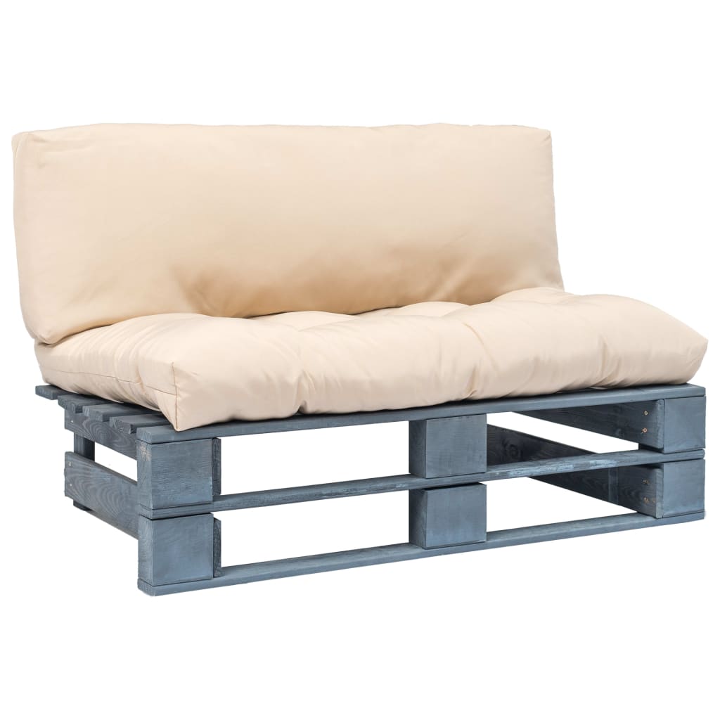 Outdoor-Sofa Paletten mit Kissen in Sandfarben Kiefernholz