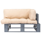 Outdoor-Sofa Paletten mit Kissen in Sandfarben Kiefernholz