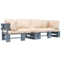 2-tlg. Outdoor-Sofa-Set Paletten Kissen Sandfarben Kiefernholz