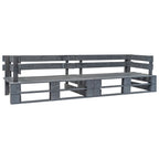 2-tlg. Outdoor-Sofa-Set Paletten mit Kissen in Grau Kiefernholz