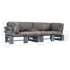 2-tlg. Outdoor-Sofa-Set Paletten mit Kissen in Grau Kiefernholz