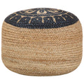 Handgefertigter Sitzpuff Blau 45 x 30 cm Jute