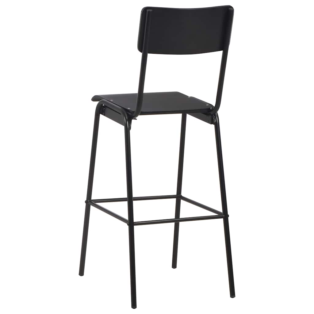 Barhocker 2 Stk. Schwarz Massives Sperrholz Stahl