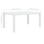 Gartentisch Weiß 150x90x72 cm Kunststoff Rattan-Optik