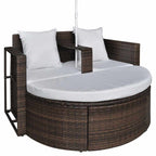 Gartenbett mit Sonnenschirm Braun Poly Rattan