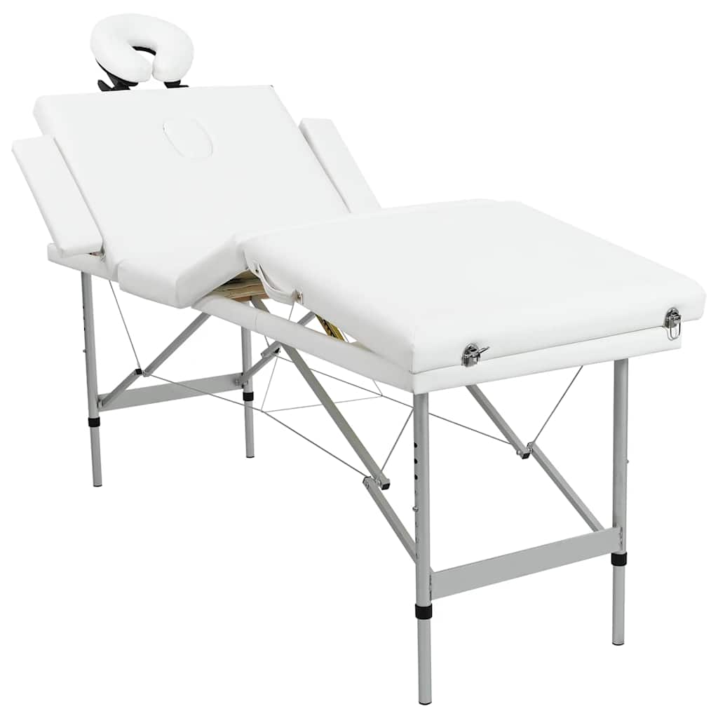 Massagetisch mit Aluminiumrahmen, faltbar 4 Zonen Creme-Weiß