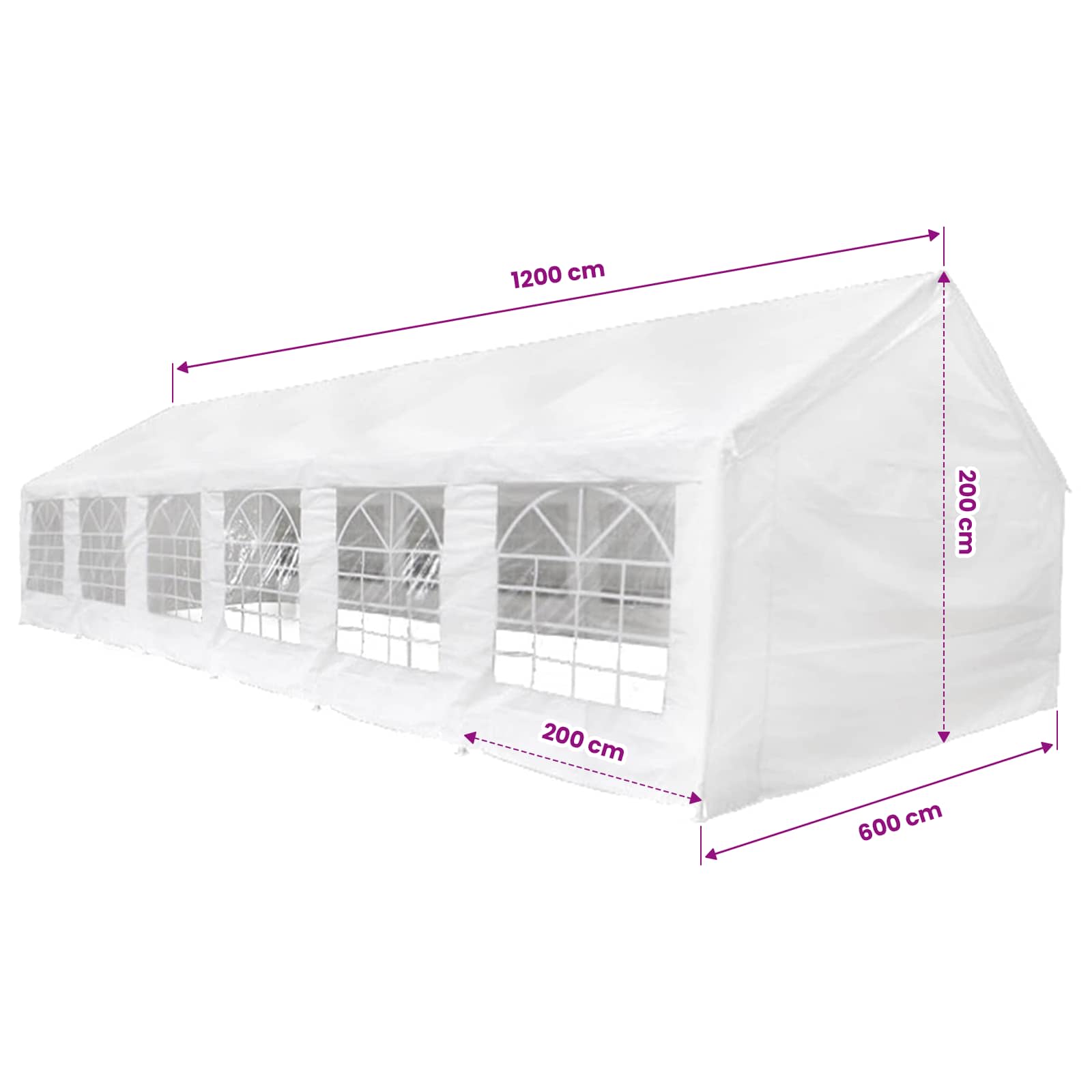 | Zeltstoff ohne Gestell | Weiß 12 x 6 m PE