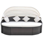 Outdoor-Loungebett mit Dach Poly Rattan Braun