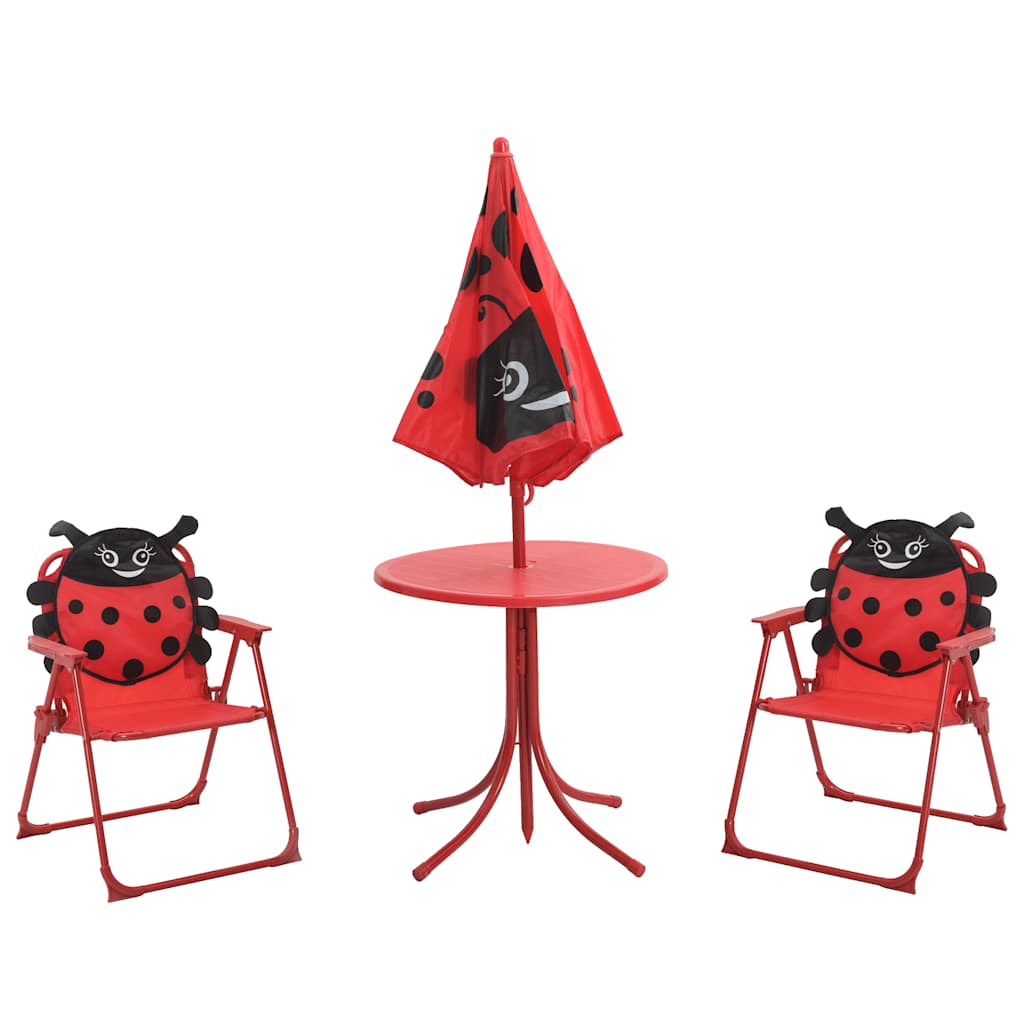 3-tlg. Garten-Bistro-Set für Kinder mit Sonnenschirm Rot