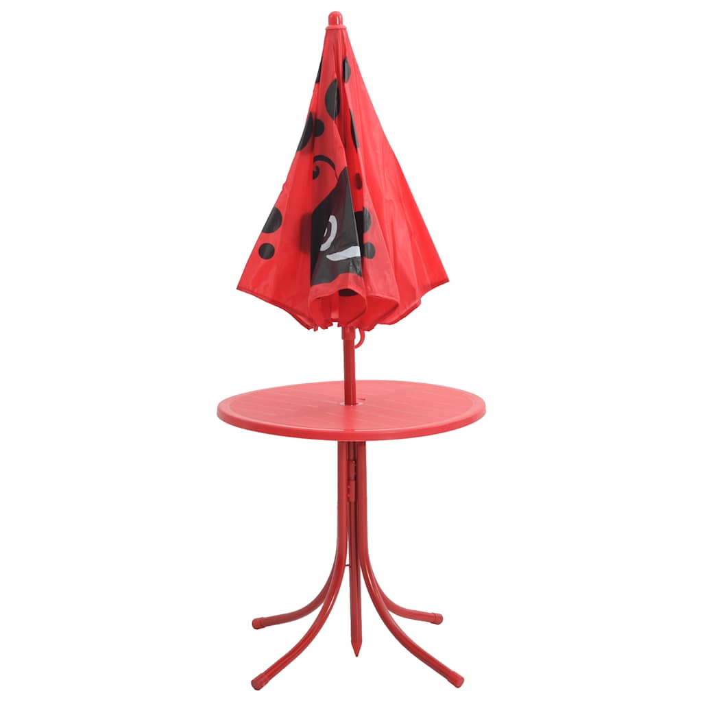 3-tlg. Garten-Bistro-Set für Kinder mit Sonnenschirm Rot