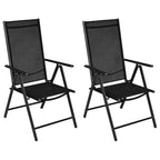 Gartenstühle Klappbar 2 Stk. Aluminium und Textilene Schwarz