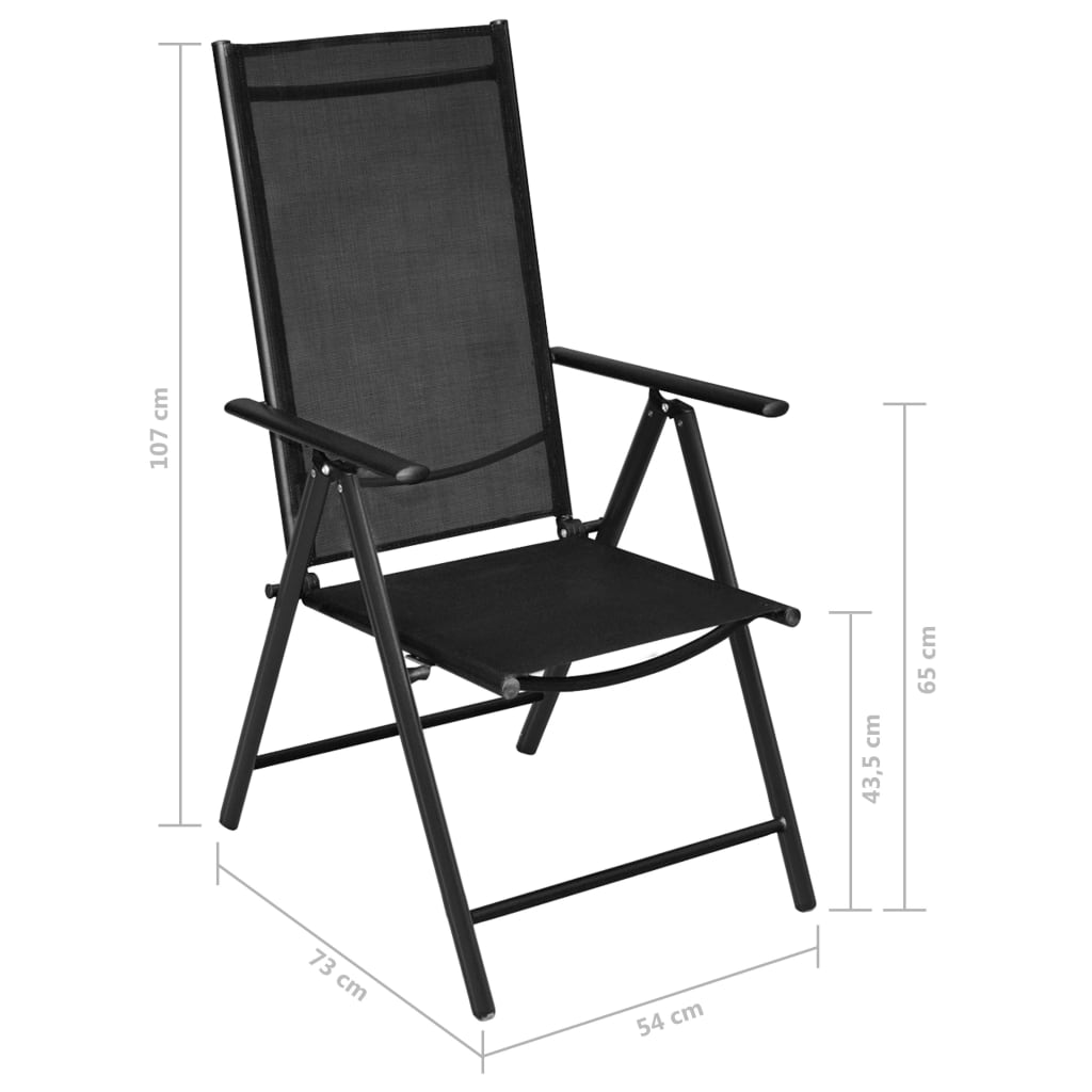 Gartenstühle Klappbar 2 Stk. Aluminium und Textilene Schwarz