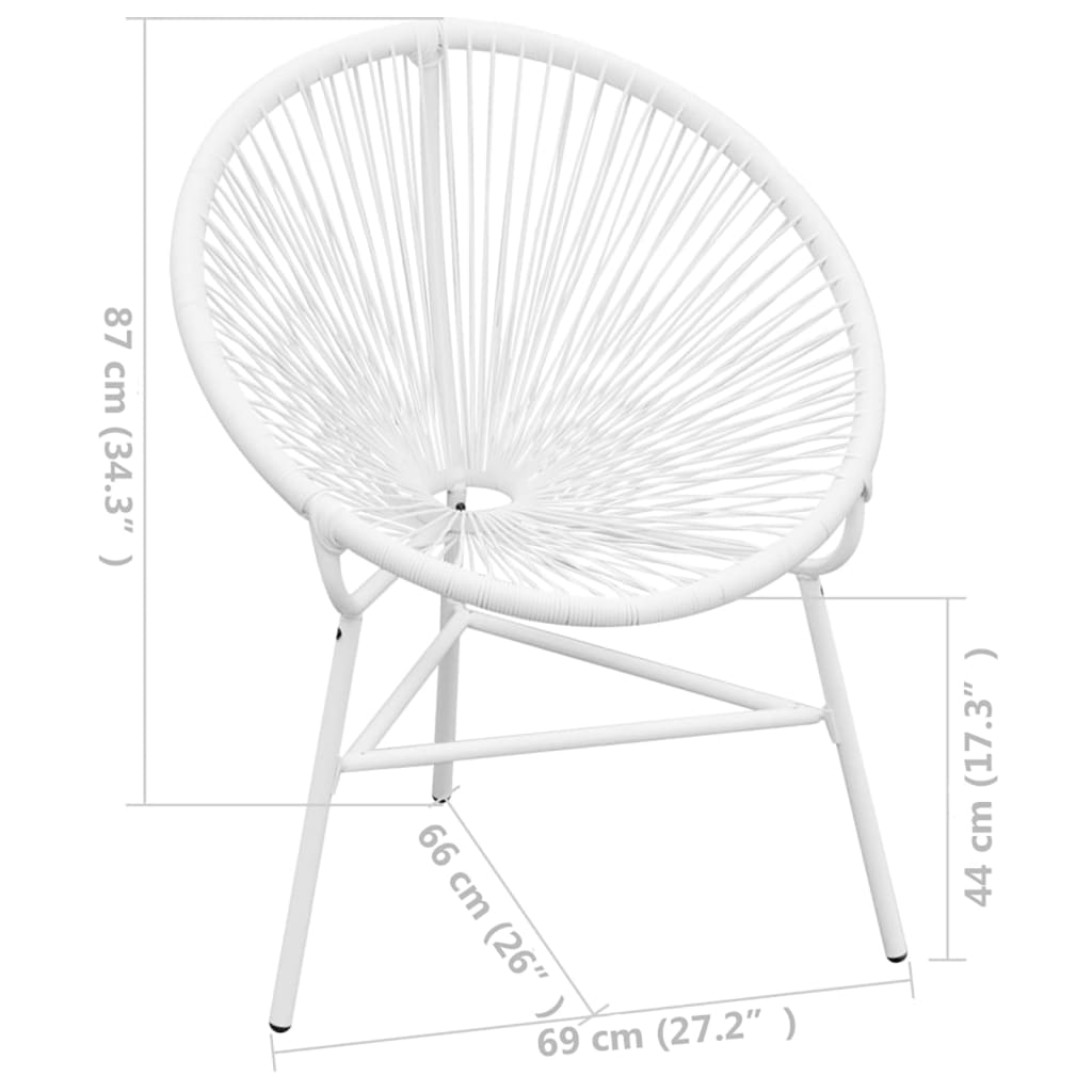 Garten-Mondstuhl Poly Rattan Weiß