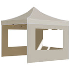Profi-Partyzelt Faltbar mit Wänden Aluminium 3x3 m Creme