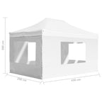 Profi-Partyzelt Faltbar mit Wänden Aluminium 4,5×3m Weiß