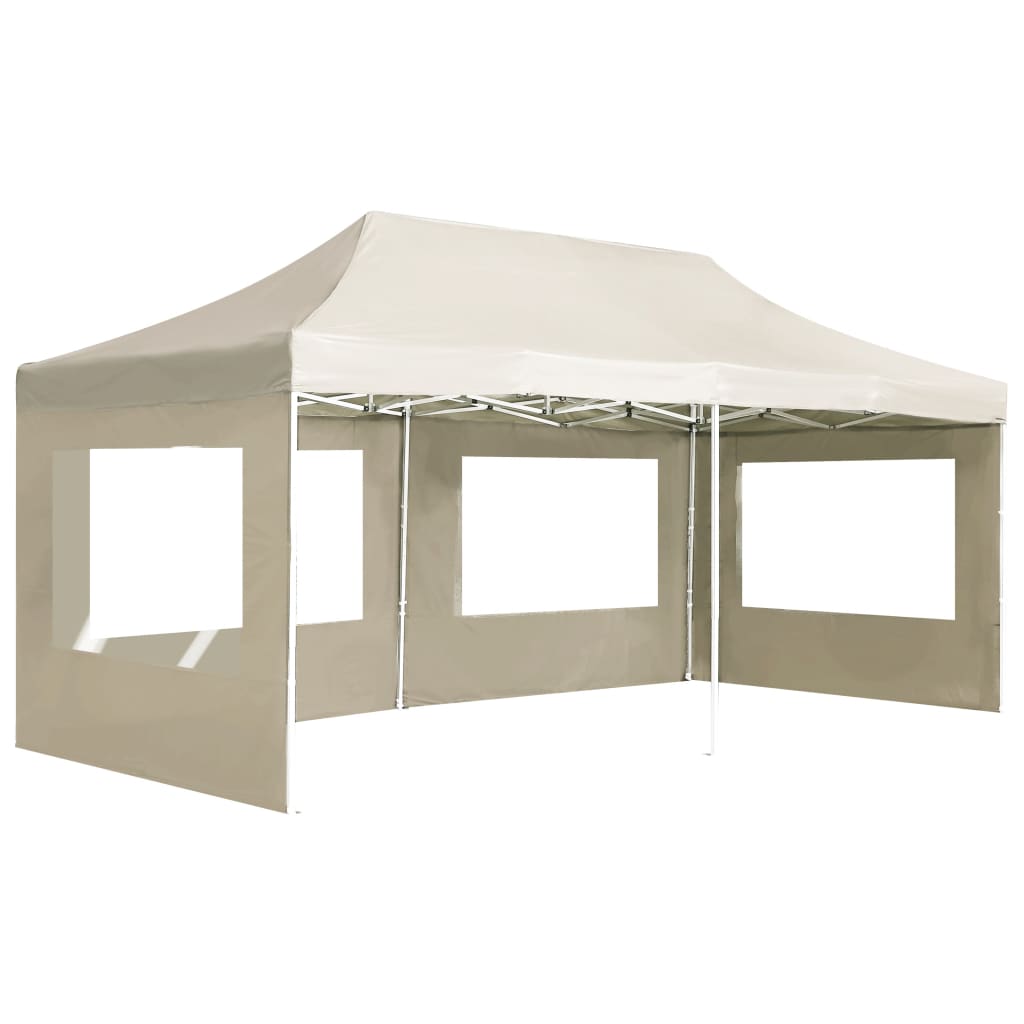Profi-Partyzelt Faltbar mit Wänden Aluminium 6×3m Creme