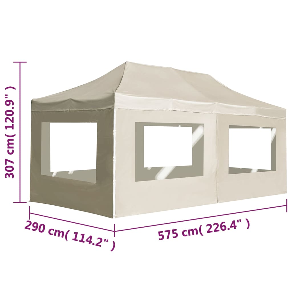 Profi-Partyzelt Faltbar mit Wänden Aluminium 6×3m Creme
