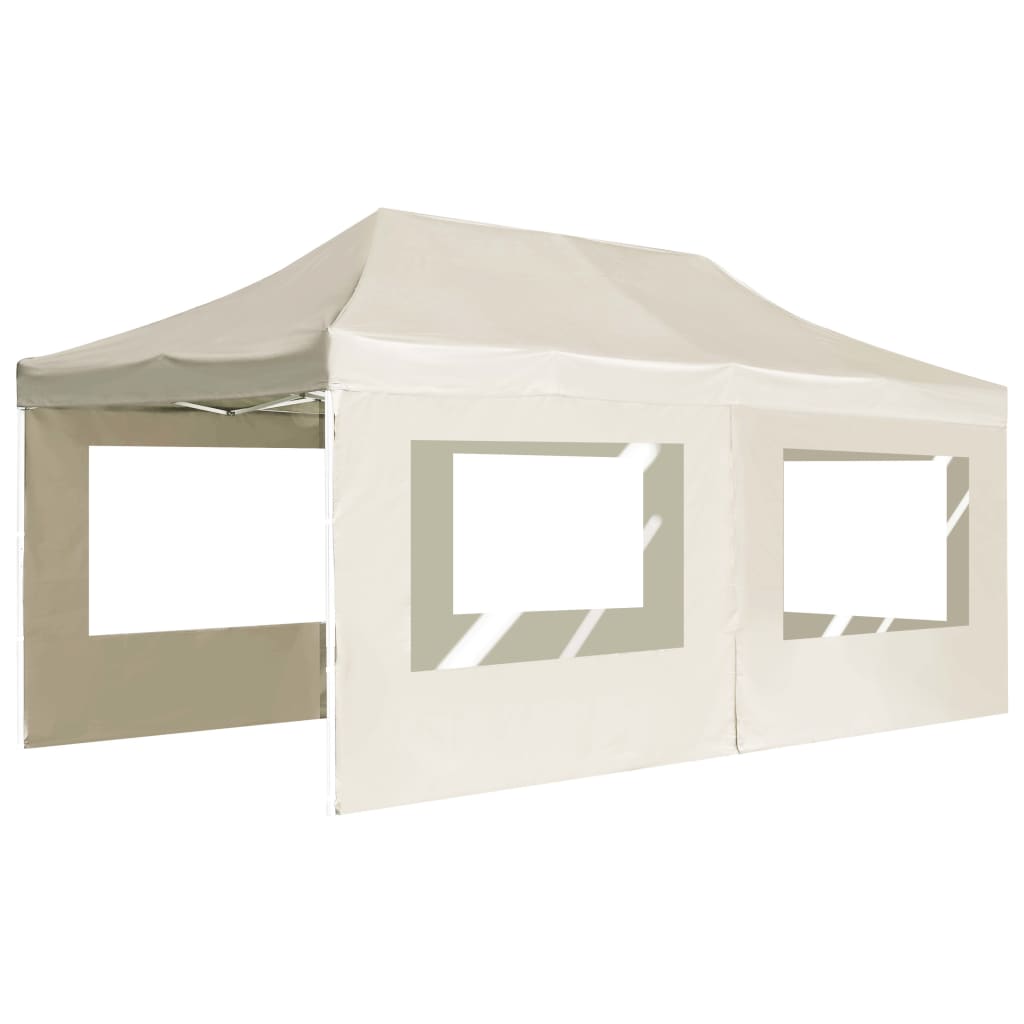 Profi-Partyzelt Faltbar mit Wänden Aluminium 6×3m Creme