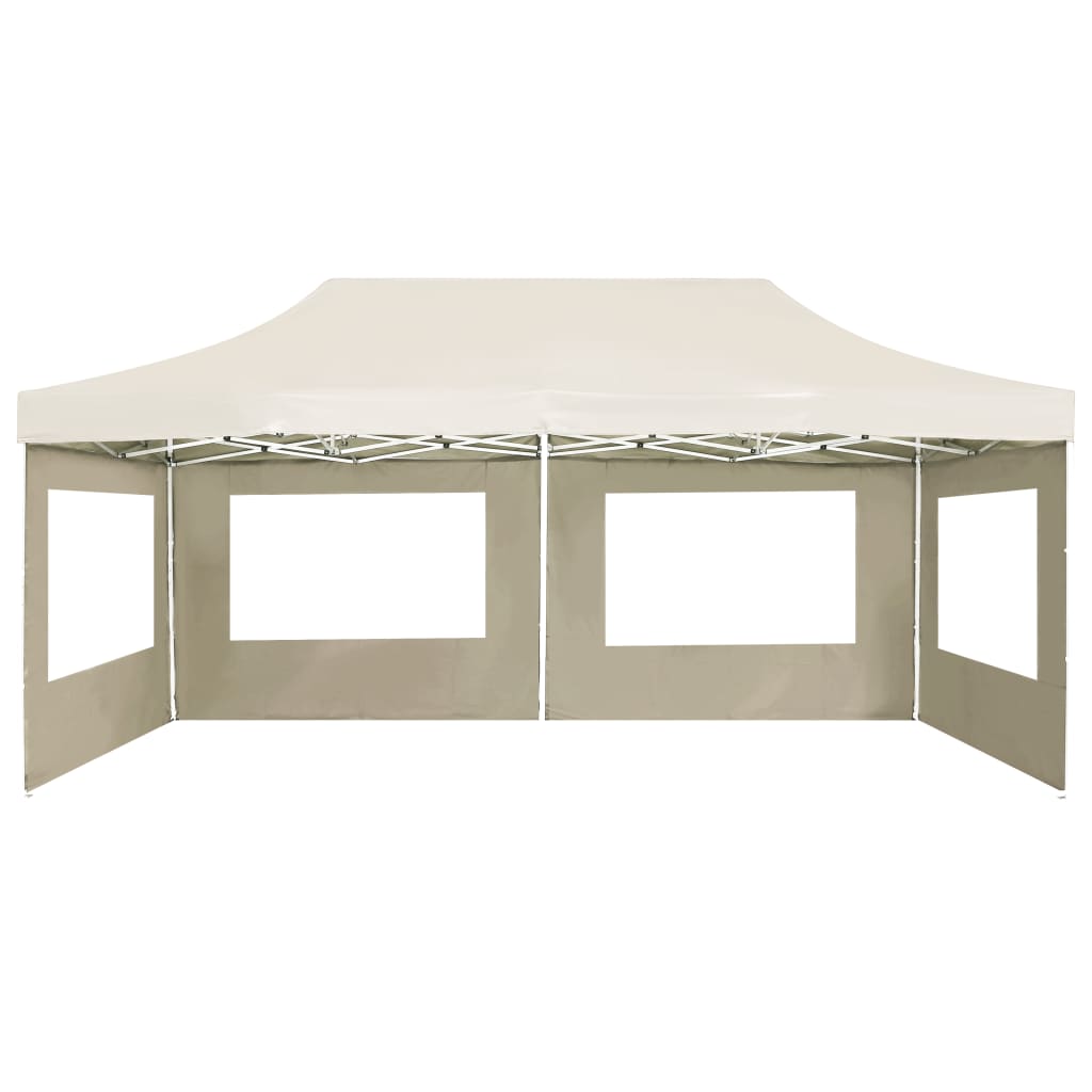 Profi-Partyzelt Faltbar mit Wänden Aluminium 6×3m Creme