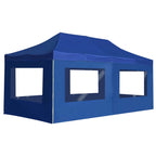 Profi-Partyzelt Faltbar mit Wänden Aluminium 6×3m Blau