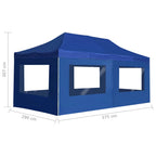 Profi-Partyzelt Faltbar mit Wänden Aluminium 6×3m Blau