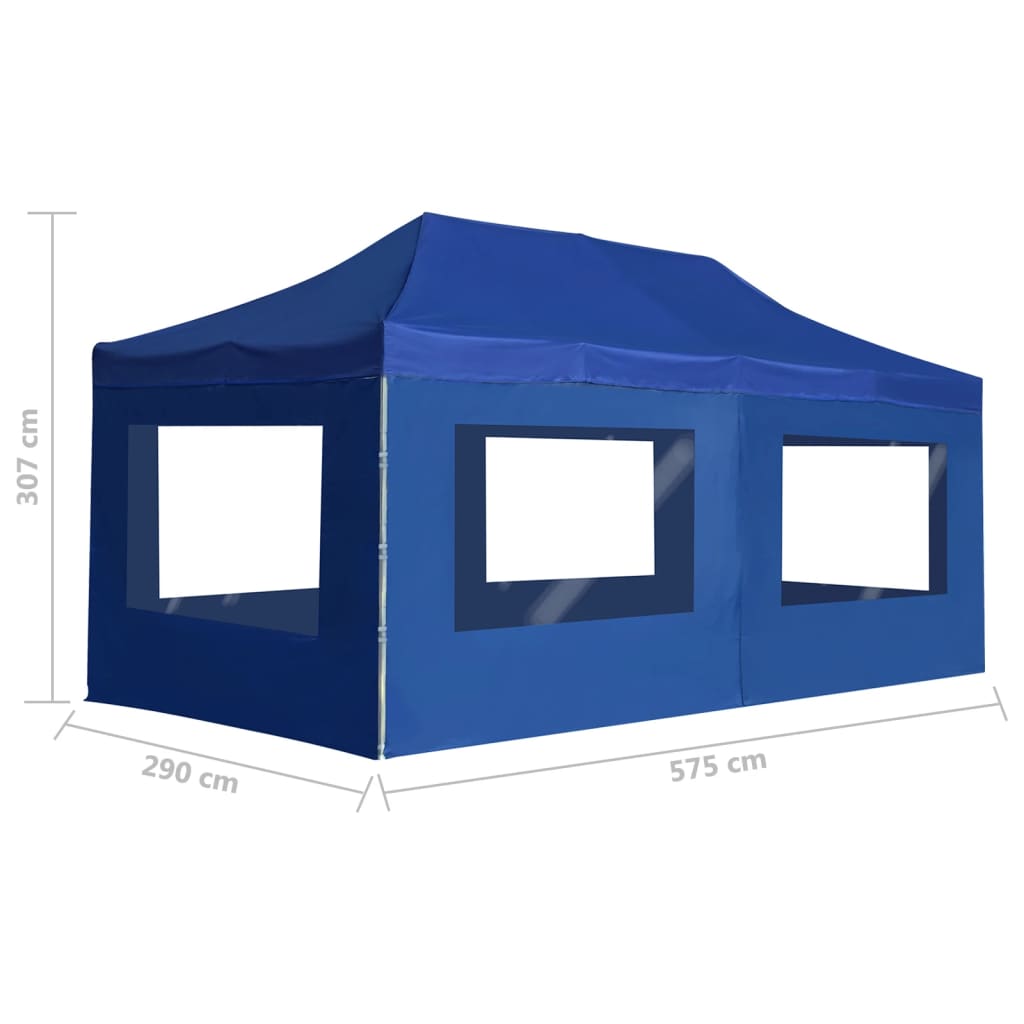 Profi-Partyzelt Faltbar mit Wänden Aluminium 6×3m Blau