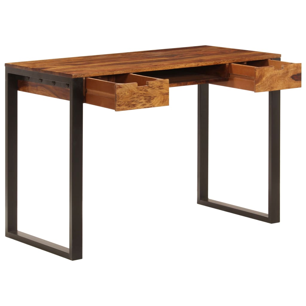 Schreibtisch 110 x 55 x 78 cm Massivholz Akazie und Stahl